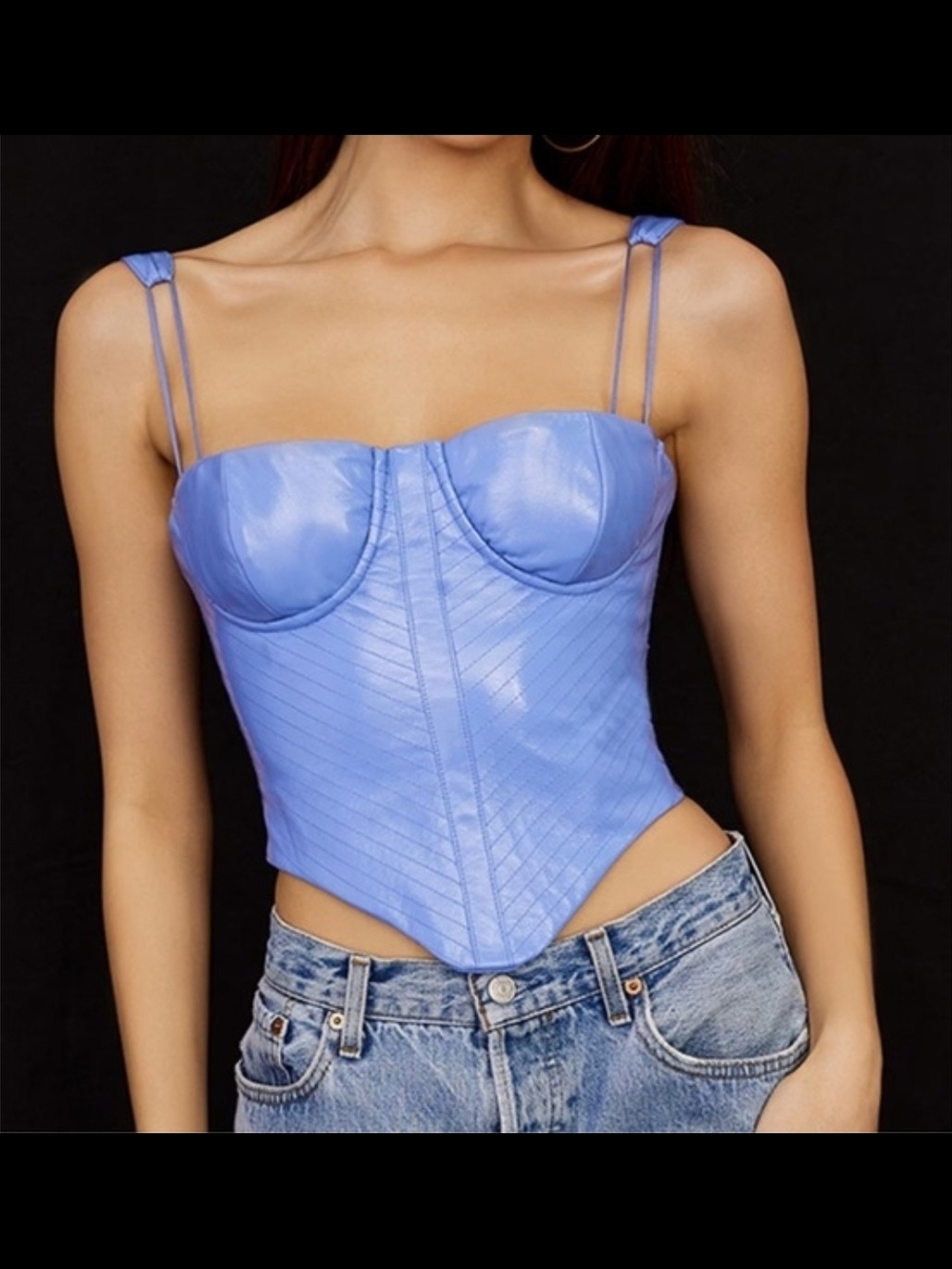 House Of CB Bustier Corset Top in Periwinkle Blue